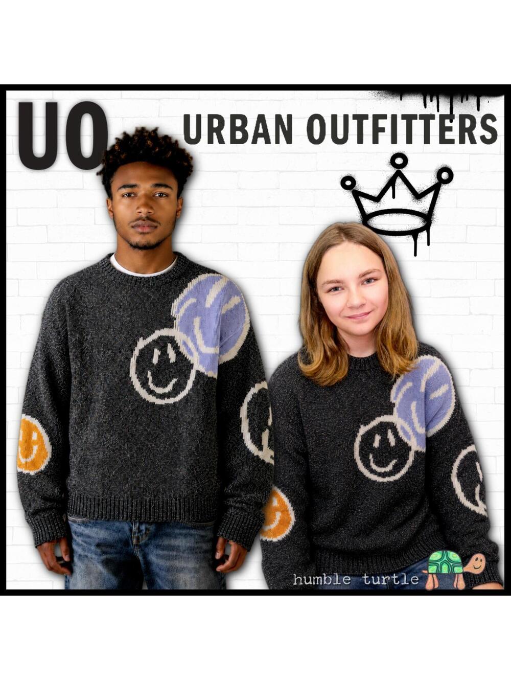 Urban Outfitters Men's Grey and Black Sweater